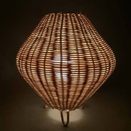 Handwoven Rattan Table Lamp, Bedroom Night Light - thumbnail 2