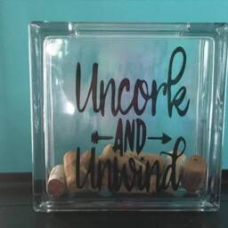 Uncork & Unwind Or The Best Wines Are Ones Shared With Friends Cork Holders Clear Tile Block For Wine Corks Home Decor Gifts Her - thumbnail 3