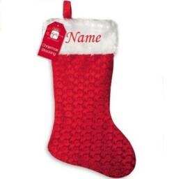 Personalised Christmas Stocking Deluxe Luxury Red Stockings Xmas Gift Embroidered Name Children's Santa Sack Mums Dads Present His & Hers - thumbnail 2