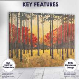 Minimalist Autumn Woodland Tall Tree Landscape Canvas Wall Art Print Decor Picture Ready To Hang - thumbnail 1
