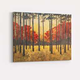 Minimalist Autumn Woodland Tall Tree Landscape Canvas Wall Art Print Decor Picture Ready To Hang - thumbnail 4