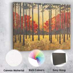 Minimalist Autumn Woodland Tall Tree Landscape Canvas Wall Art Print Decor Picture Ready To Hang - thumbnail 2