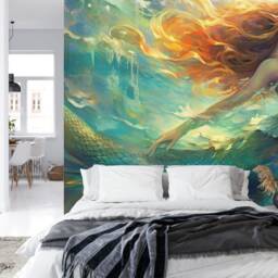 Mythical Mermaid Art Print, Peel & Stick Wallpaper Decal - thumbnail 2