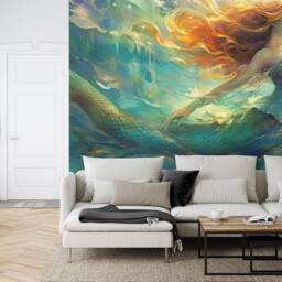 Mythical Mermaid Art Print, Peel & Stick Wallpaper Decal - thumbnail 3