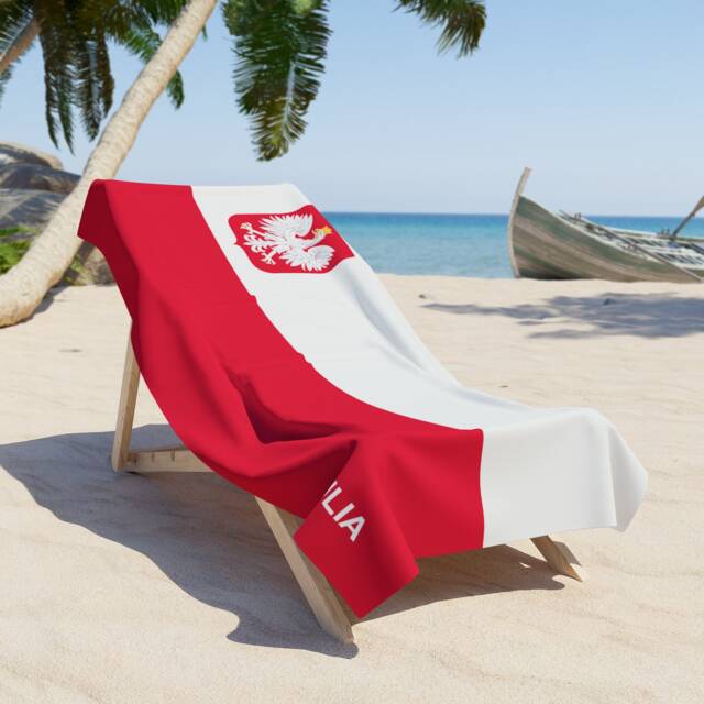 Poland Beach Towel, Poland Flag Tovel, Of Poland, Beach Country Gift, Gift - image 1