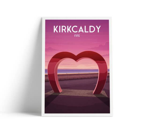 Kirkcaldy Love Heart Print - Fife Sculpture Travel Poster Coastal Path Scotland - image 1