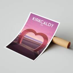 Kirkcaldy Love Heart Print - Fife Sculpture Travel Poster Coastal Path Scotland - thumbnail 2