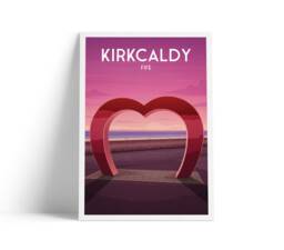 Kirkcaldy Love Heart Print - Fife Sculpture Travel Poster Coastal Path Scotland - thumbnail 1