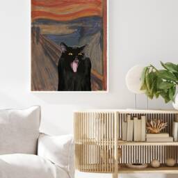 Edvard Munch Scream Cat Print, Poster, Art, Floral Wall Art Decor, Lover Gift, A1/A2/A3/A4 - thumbnail 3