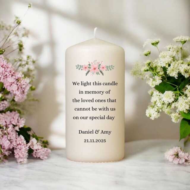 Memorial Candle - in Loving Memory Wedding Tribute Special Day Loss Of Loved One Unscented - image 1