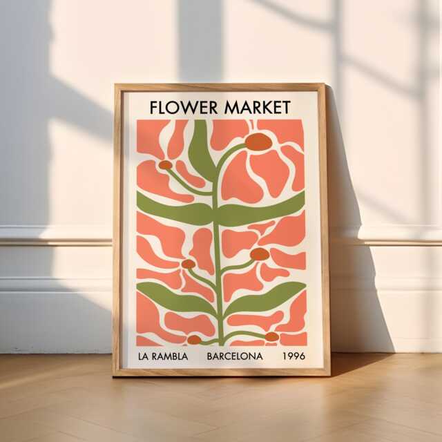 Barcelona La Rambla Flower Market Print - Markets - Spain, Pink, Matisse, Floral, Flowers, Kitchen, Botanical, Cute, Pretty - image 1