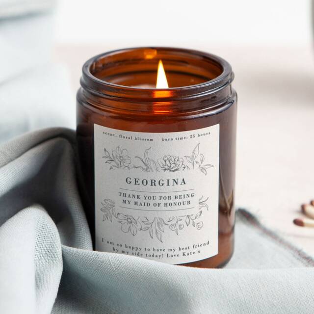 Personalised Wildflower Candle Maid Of Honour Thank You Gift - image 1