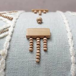 Light Blue Lumbar Pillow Cover, Embroidered Cotton Cushion With Tassels, Boho Throw Decor - thumbnail 4