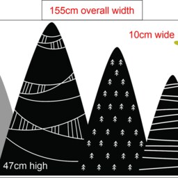 Scandinavian Nordic Nursery Mountains Black & White Wall Stickers Art Decal - thumbnail 2