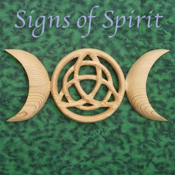 Triple Moon Goddess With Triquetra-Celtic Pagan Symbol-Modern Wiccan Protection Wall Art-Maiden Mother Crone-Wiccan Altar Wood Carving - image 1