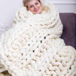 Chunky Knit Blanket, Knitted Blanket, Wool Merino Wool, Yarn, Throw, Throw Blanket - thumbnail 3