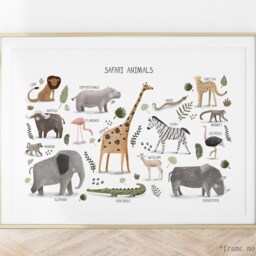 Safari Print, Animals Nursery Art Scandi Decor, Educational Playroom Prints, Kids - thumbnail 3