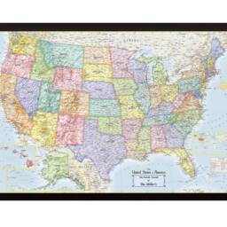 Personalized Magnetic Usa Travel Map With Pins - Ocean Blue Framed Wall Art - thumbnail 2