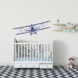 Biplane Wall Decal Removable Airplane Nursery Decor Ww76 - thumbnail 2