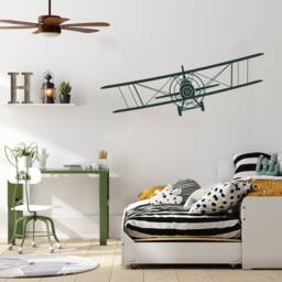 Biplane Wall Decal Removable Airplane Nursery Decor Ww76 - thumbnail 1
