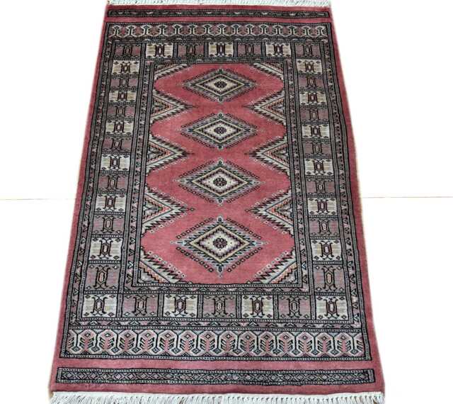 2.6x4 Pink Color Bokhara Rug - 0.80x1.20 Bedroom Luxury Area Turkish Fine Quality Afghan - image 1