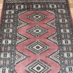 2.6x4 Pink Color Bokhara Rug - 0.80x1.20 Bedroom Luxury Area Turkish Fine Quality Afghan - thumbnail 3