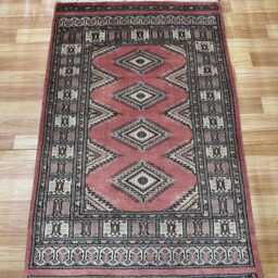 2.6x4 Pink Color Bokhara Rug - 0.80x1.20 Bedroom Luxury Area Turkish Fine Quality Afghan - thumbnail 2