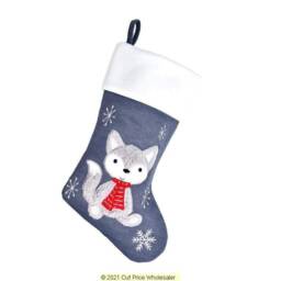 Personalised Grey Woodland Fox Deluxe Christmas Stocking, Personalized Gift, Personalised Xmas Stocking - thumbnail 2
