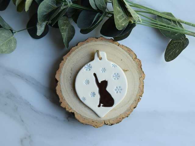 Christmas Cat, Handmade Ceramic Cat Tree Decoration, Xmas Gift For Lover, Secret Santa - image 1