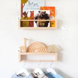 Pine Wood Kids Bookshelf & Clothes Rack Set - Nursery Decor - thumbnail 4