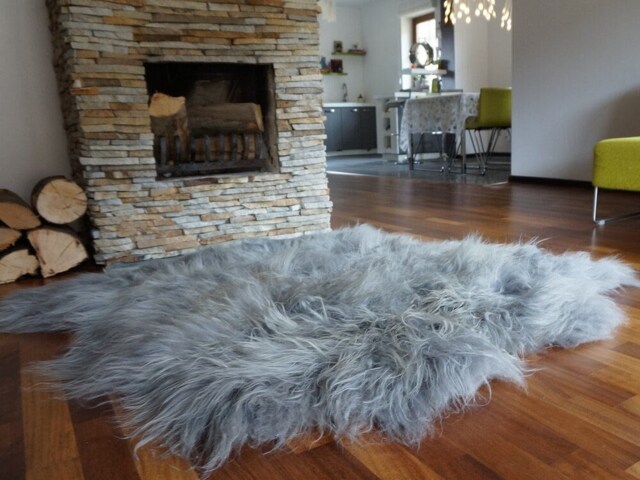 Giant Sheepskin Double White Throw Genuine Leather Wool Carpet 52 - image 1