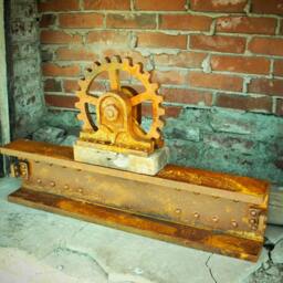 Large Rusty Iron Faux Metal Gears Wall Decor Set, Steampunk Shelf, Art, Industrial Decor - thumbnail 3