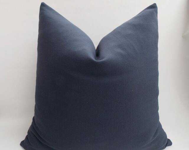 Navy Cotton Canvas Throw Pillow Cover 18x18 Accent - image 1