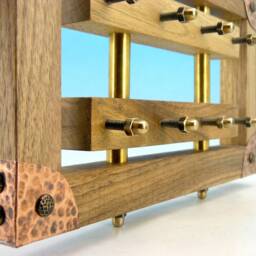 Walnut Wood Key Holder Handmade Brass Hook Wall Organizer - thumbnail 2