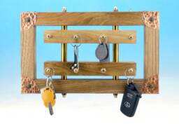 Walnut Wood Key Holder Handmade Brass Hook Wall Organizer