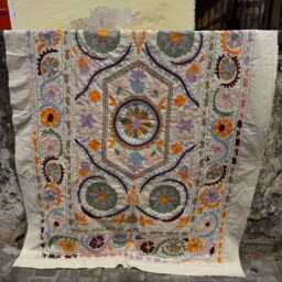 Handmade Cotton Suzani Quilt - Embroidered Throw Blanket Boho Bedspread Ethnic Textile Colorful Home Decor - thumbnail 2