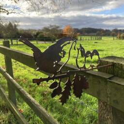Metal Wren & Babies Silhouette Garden Art Tree Fence Spike Ornament - thumbnail 4