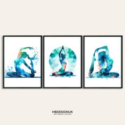 Yoga Studio Decor Set - 3 Posters - Room Print Art Prints Office Woman Meditation Gifts Pictures Artwork Wall - thumbnail 1