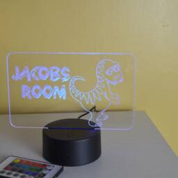 Personalized Dinosaur Led Night Light Custom Kids Room Decor - thumbnail 3