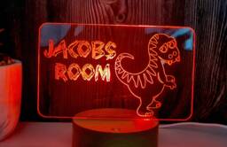 Personalized Dinosaur Led Night Light Custom Kids Room Decor