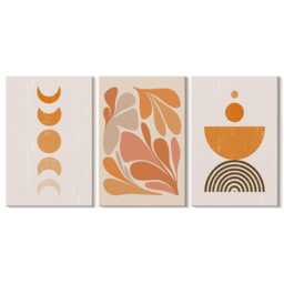 Set Of 3 Canvas Prints - Shapes in Shades Orange, Orange Picture Print, Abstract Wall Decor - thumbnail 1