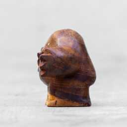 Hug - Handcarved Teak Wood Art Toy With Brass Heart Handmade Sculpture By Blamo - thumbnail 3