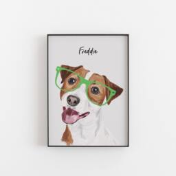 Jack Russell Terrier Print, Dog Art With Glasses - thumbnail 3