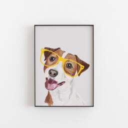 Jack Russell Terrier Print, Dog Art With Glasses - thumbnail 2