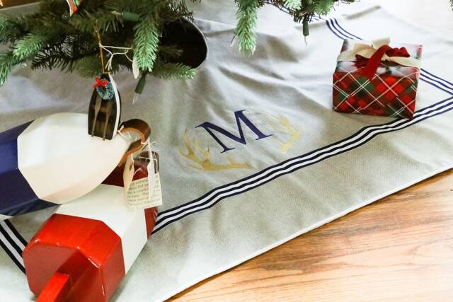 Nautical Christmas Tree Skirt Custom Embroidered Coastal Decor - image 1