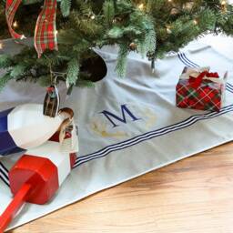 Nautical Christmas Tree Skirt Custom Embroidered Coastal Decor - thumbnail 2