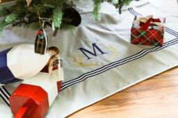 Nautical Christmas Tree Skirt Custom Embroidered Coastal Decor