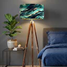 Handmade By Order Luxury Jade Green Marble Wave Abstract Art Velvet Drum Lamp Shade Pendant Light All Shapes & Sizes Available - thumbnail 2