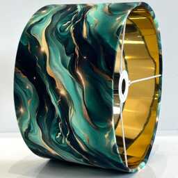 Handmade By Order Luxury Jade Green Marble Wave Abstract Art Velvet Drum Lamp Shade Pendant Light All Shapes & Sizes Available - thumbnail 3