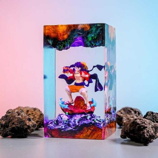 G4 Lu.fy Resin Lamp, Pirate Anime Figure Led Night Light, Unique Epoxy Desk Decor, Otaku Art Gift - image 1